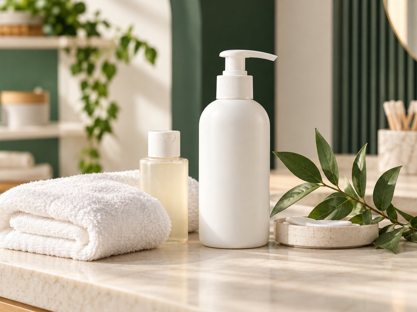 Produtos de higiene íntima num ambiente discreto e cuidado